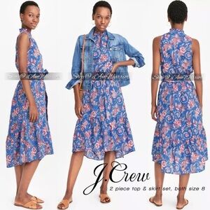 J.Crew Liberty floral 2 piece top + ruffle skirt set *shop@iamwarrior